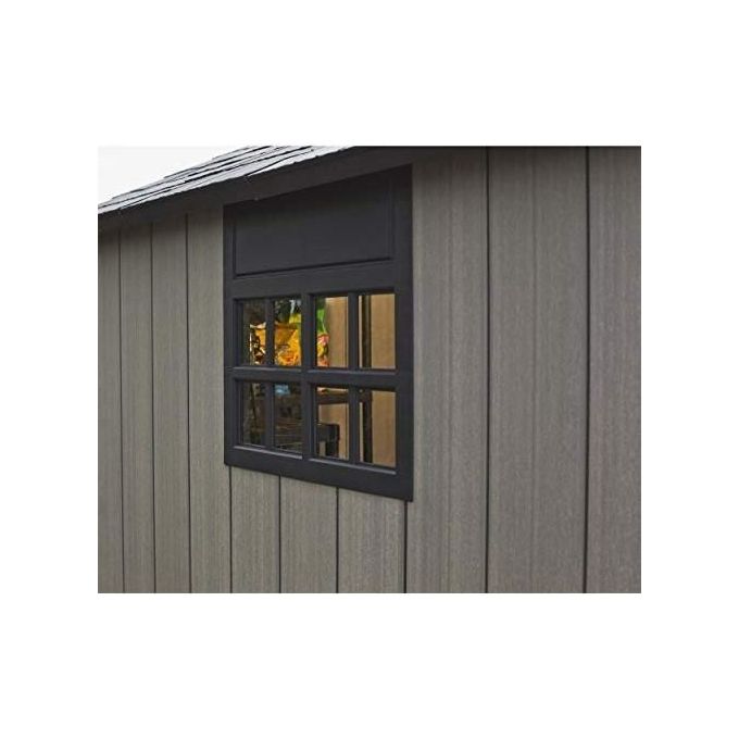 Keter OAKLAND 757 Casetta da Giardino in Resina DUOTECH Doppia Porta Pavimento Incluso 229x223x242 cm colore Grigio