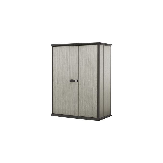 Keter Box Armadio Portattrezzi da Esterno High Store in Resina 139,5x77x181,5h - 1500 Lt Grigio