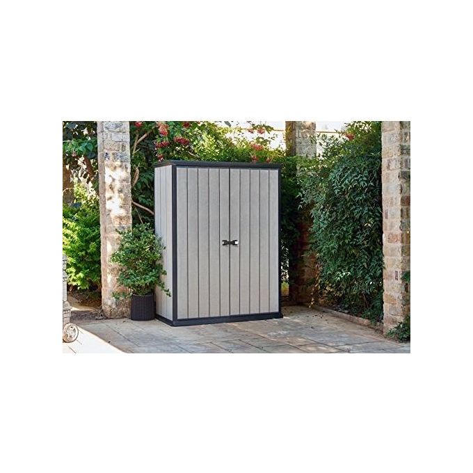 Keter Box Armadio Portattrezzi da Esterno High Store in Resina 139,5x77x181,5h - 1500 Lt Grigio