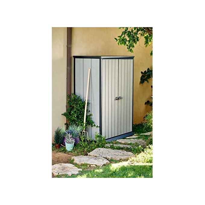 Keter Box Armadio Portattrezzi da Esterno High Store in Resina 139,5x77x181,5h - 1500 Lt Grigio