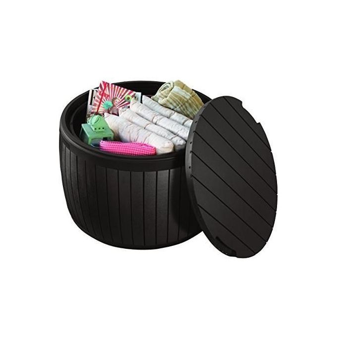 Keter Tavolino contenitore CIRCA RATTAN in resina 67X67X43,5h - 140 LT marrone