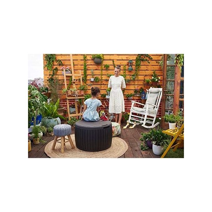 Keter Tavolino contenitore CIRCA RATTAN in resina 67X67X43,5h - 140 LT marrone