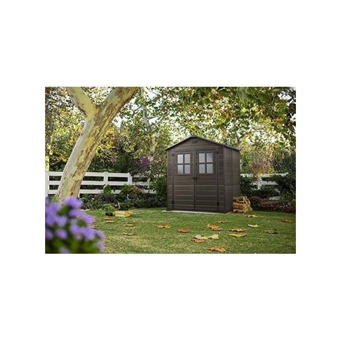 Keter Casetta da Giardino Box Portattrezzi da esterno SCALA 6X5 DD in resina 185x152x226h noce