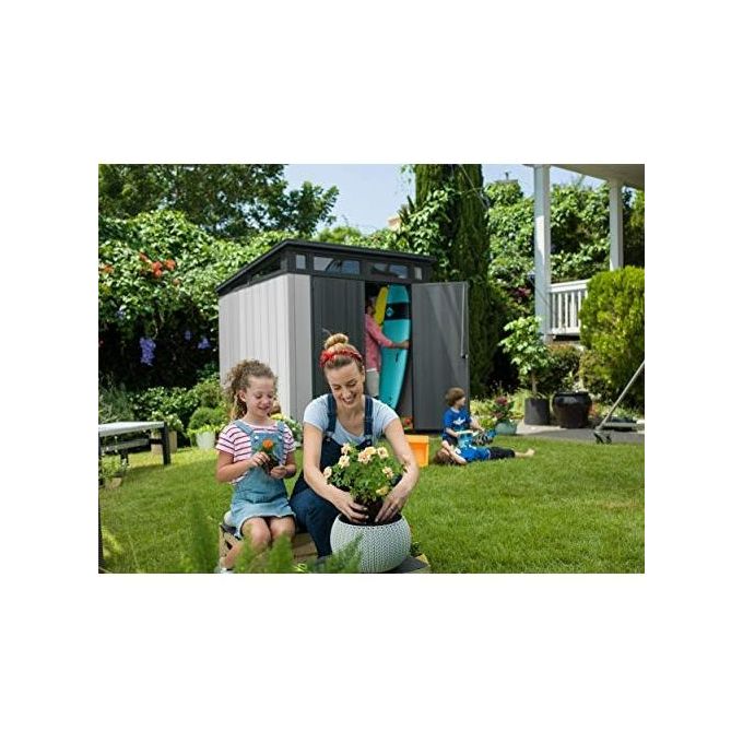 Keter 17203426 Artisan 7x7 Casetta da Giardino in Resina Duotech 4,7 m² 214x218x226 cm carico neve 200 Kg-m² colore Grigio