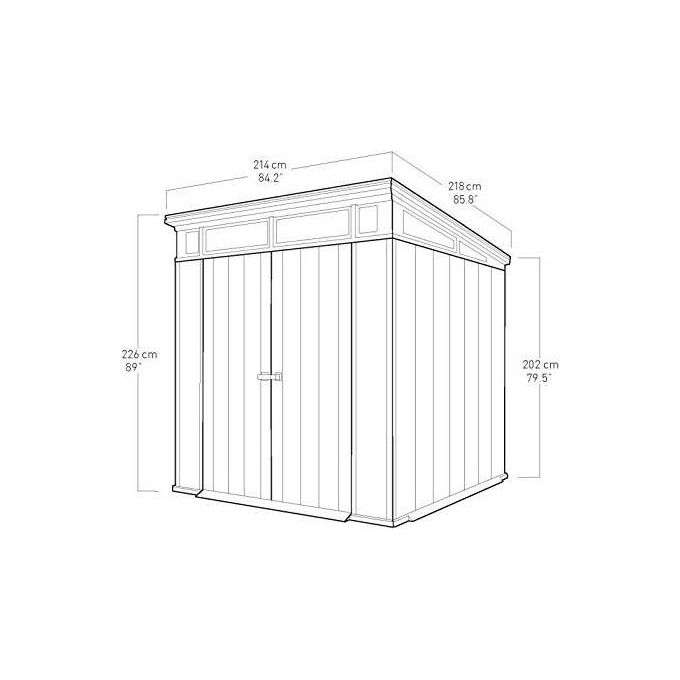 Keter 17203426 Artisan 7x7 Casetta da Giardino in Resina Duotech 4,7 m² 214x218x226 cm carico neve 200 Kg-m² colore Grigio