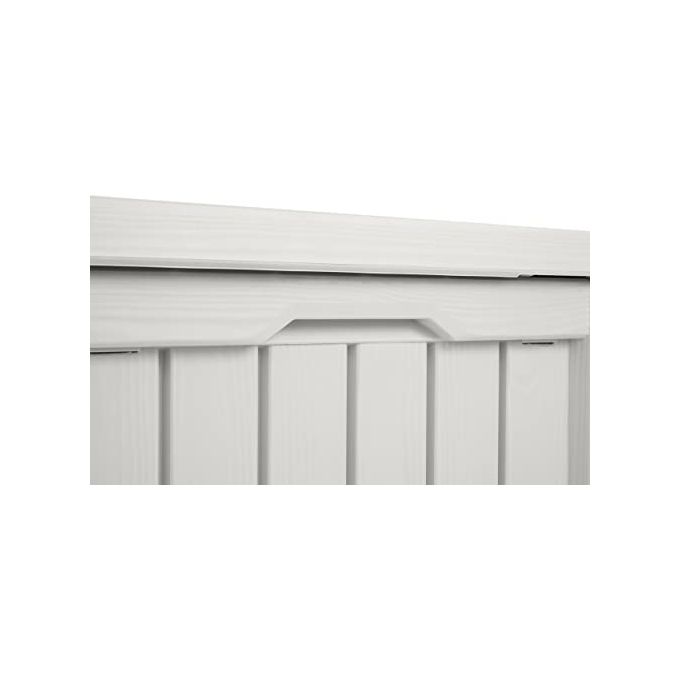 Keter Baule Box Portattrezzi da Esterno XL Rockwood Bianco con Capacita' di Stoccaggio di 570 Litri e Design in Effetto Legno