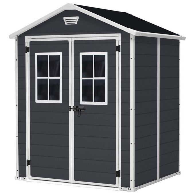 Keter Casetta da Giardino Manor 6X5 con Finestre Frontali in Resina 185x152x226h Grigio