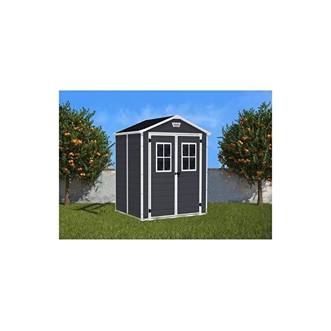 Keter Casetta da Giardino Manor 6X5 con Finestre Frontali in Resina 185x152x226h Grigio
