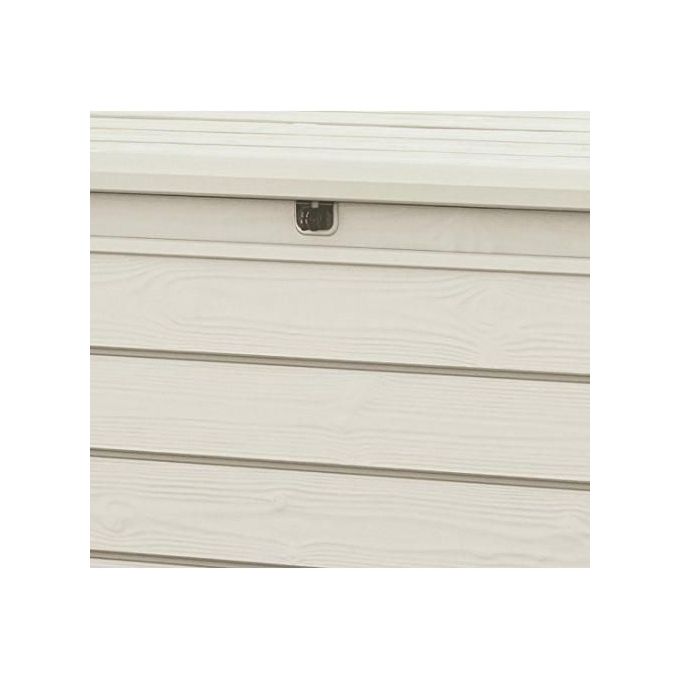 Keter baule da giardino pool box 120g in resina bianco 145x69.7x60.3h con capacita' di 454 litri e pistoni a gas per apertura