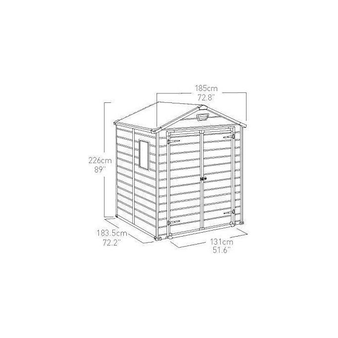 Keter 245104 Manor Pent Casetta da Giardino in Resina Tetto a Una Falda Pavimento Incluso 183,5x185x200 cm colore Grigio