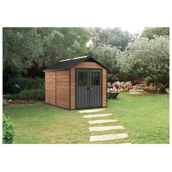 Keter Casetta da Giardino Newton 7511 in Resina e Legno 228x350x252h Marrone