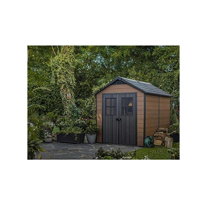 Keter Casetta da Giardino Newton 7511 in Resina e Legno 228x350x252h Marrone