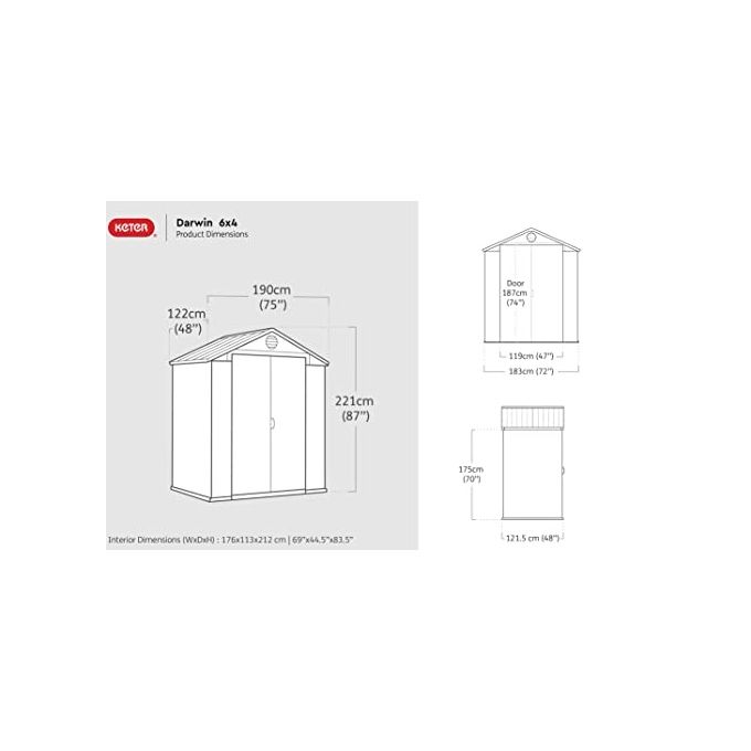 Keter Casetta Da Giardino In Resina Darwin 6x6 Marrone 190x183x221h