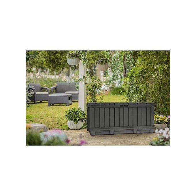Keter Baule Grafite 350 Litri In Resina Con Ruote Ideale Per Giardino E Esterni Dimensioni 128X53 6X59H Cm Multiuso E Resistente