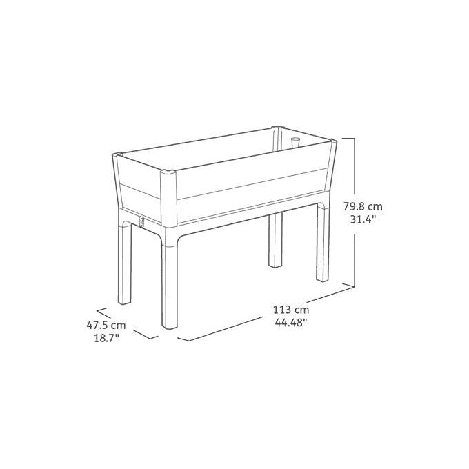 Keter 261334 Deco Orto Rialzato Fioriera da Esterno 120L con Riserva d'Acqua e Ripiano Integrato colore Marrone