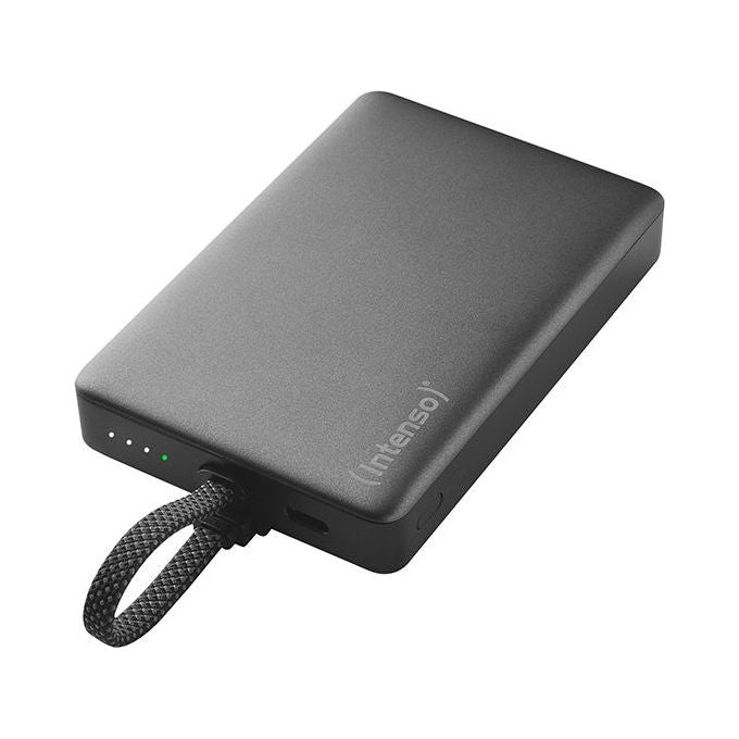 Intenso 7340034 MC10000 Power Bank 10000 mAh con cavo USB-C integrato e retro magnetico colore Grigio