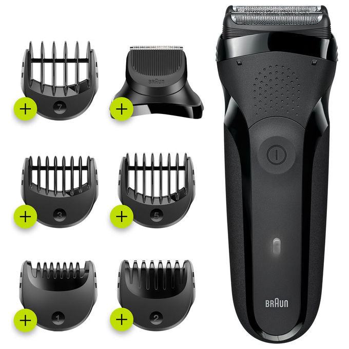 Braun 735742 Series 3 Rasoio elettrico Rotazione Bagnato e Secco 3 testine autonomia 30 min colore Nero
