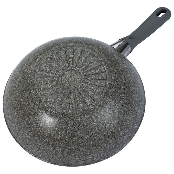 Ballarini 75002-937-0 Murano Wok Antiaderente 5 Strati Granitium Extreme Induzione Termo-Spot colore Grigio