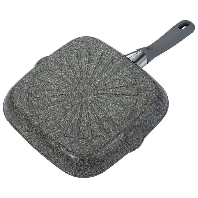 Ballarini 75002-941-0 Murano Bistecchiera Quadrata con Rivestimento Antiaderente Granitium Extreme e Indicatore di Calore Thermo-Spot 28 cm colore Grigio