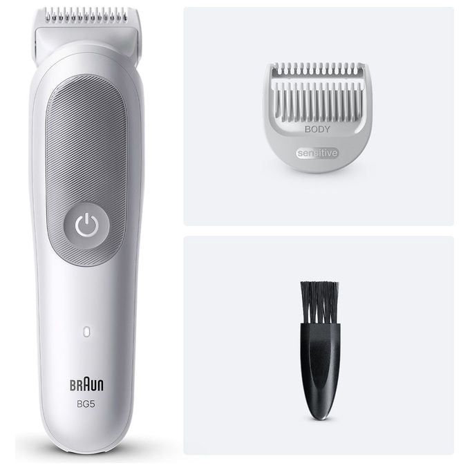 Braun BG5500 Series 5 Rasoio Elettrico per il Corpo Bagnato e Secco Autonomia 100 min Ricarica Rapida 5 min colore Grigio Bianco