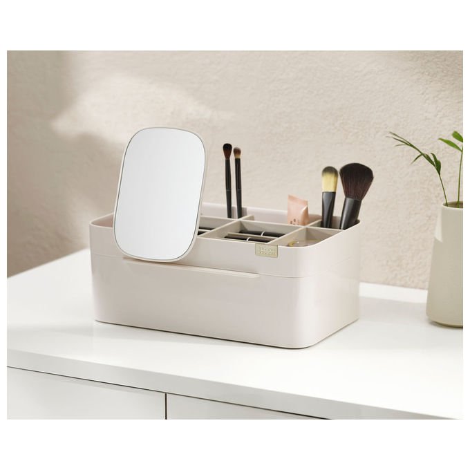 Joseph Joseph 5028420004403 Organizer per cosmetici Viva con specchio rimovibile scomparti profondi e poco profondi chiusura magnetica colore Beige