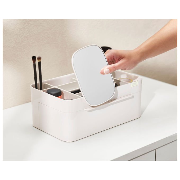 Joseph Joseph 5028420004403 Organizer per cosmetici Viva con specchio rimovibile scomparti profondi e poco profondi chiusura magnetica colore Beige