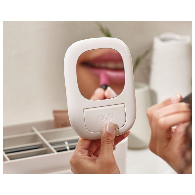 Joseph Joseph 5028420004403 Organizer per cosmetici Viva con specchio rimovibile scomparti profondi e poco profondi chiusura magnetica colore Beige