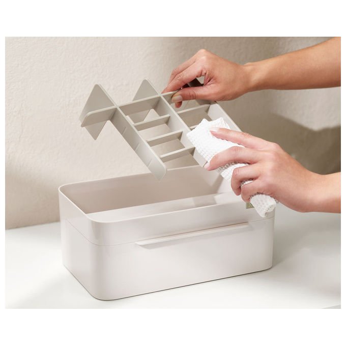 Joseph Joseph 5028420004403 Organizer per cosmetici Viva con specchio rimovibile scomparti profondi e poco profondi chiusura magnetica colore Beige