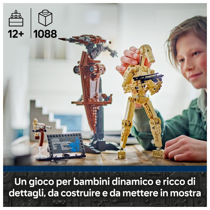 Lego Star Wars 75428 Battle Droid con STAP speeder, set build and display, 1088 pezzi, action figure snodabile, eta' 12 anni