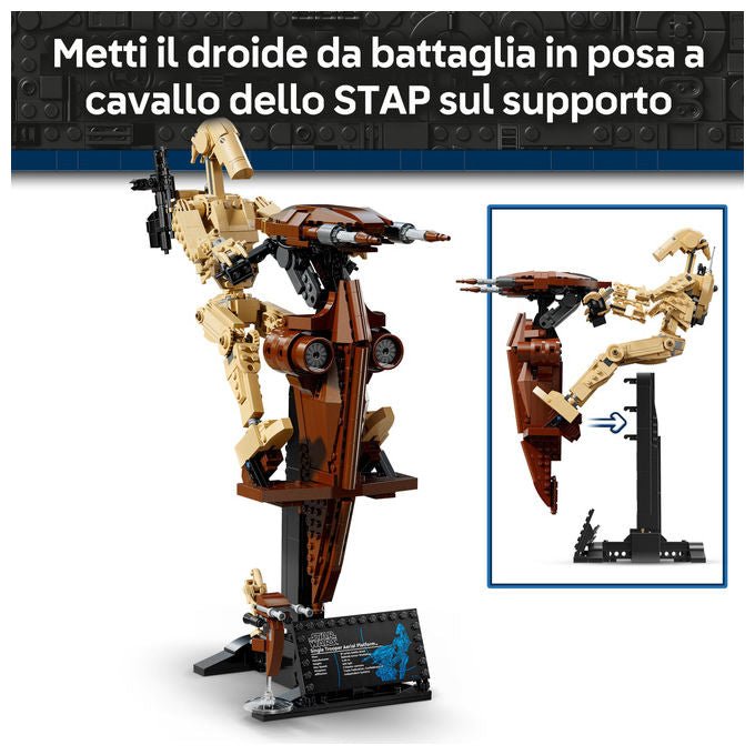 Lego Star Wars 75428 Battle Droid con STAP speeder, set build and display, 1088 pezzi, action figure snodabile, eta' 12 anni