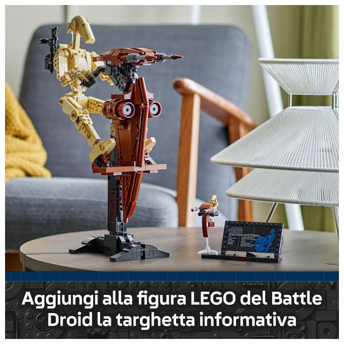 Lego Star Wars 75428 Battle Droid con STAP speeder, set build and display, 1088 pezzi, action figure snodabile, eta' 12 anni