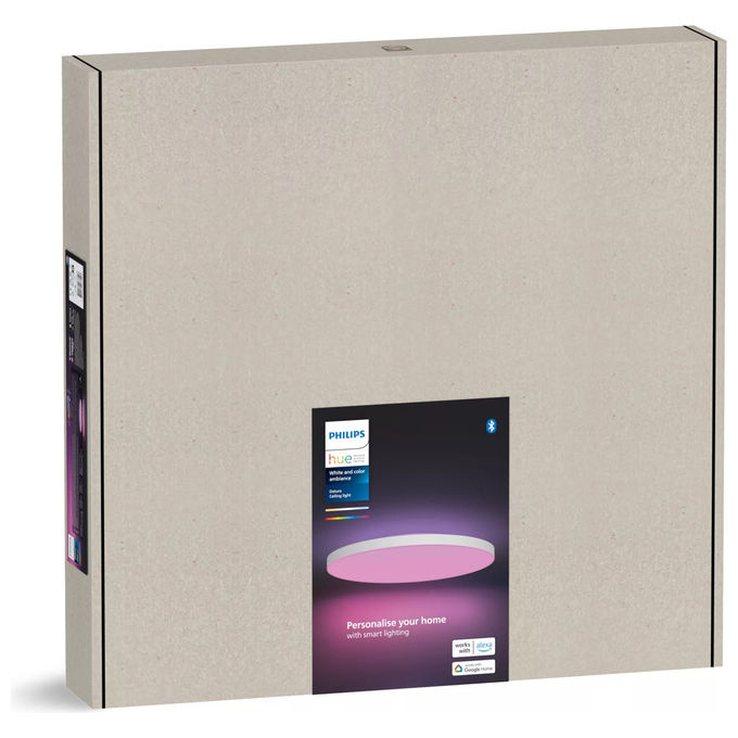 Philips 8720169277557 Hue White and Color ambiance Plafoniera Datura grande Lampada a soffitto intelligente LED Bluetooth Zigbee controlabile via app e voce con colori personalizzabili colore Bianco