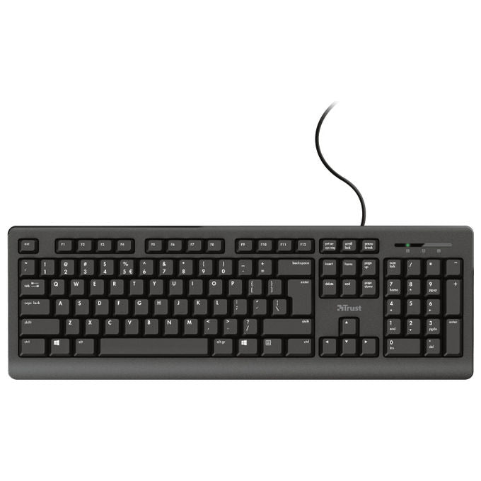 Trust 23982 TK-150 Tastiera Cablata USB Layout Spagnolo QWERTY 104 Tasti Silenziosi Resistente Agli Sversamenti 1.8 m colore Nero