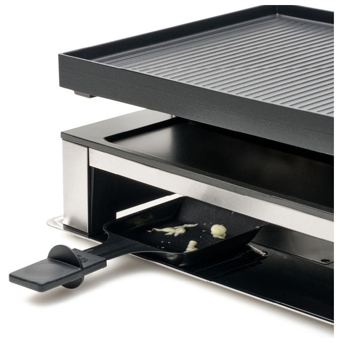 Solis 7611210977599 7911 Griglia per Raclette 10 persone 1500 W Acciaio Inox Piastre Rimovibili Termostato Regolabile colore Nero Grigio
