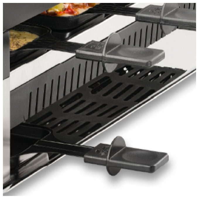 Solis 7611210977599 7911 Griglia per Raclette 10 persone 1500 W Acciaio Inox Piastre Rimovibili Termostato Regolabile colore Nero Grigio