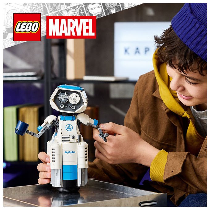 Lego 76339 Super Heroes I Fantastici Quattro H.E.R.B.I.E. 747 pezzi articolato con occhi rotanti e accessori riponibili colore Nero