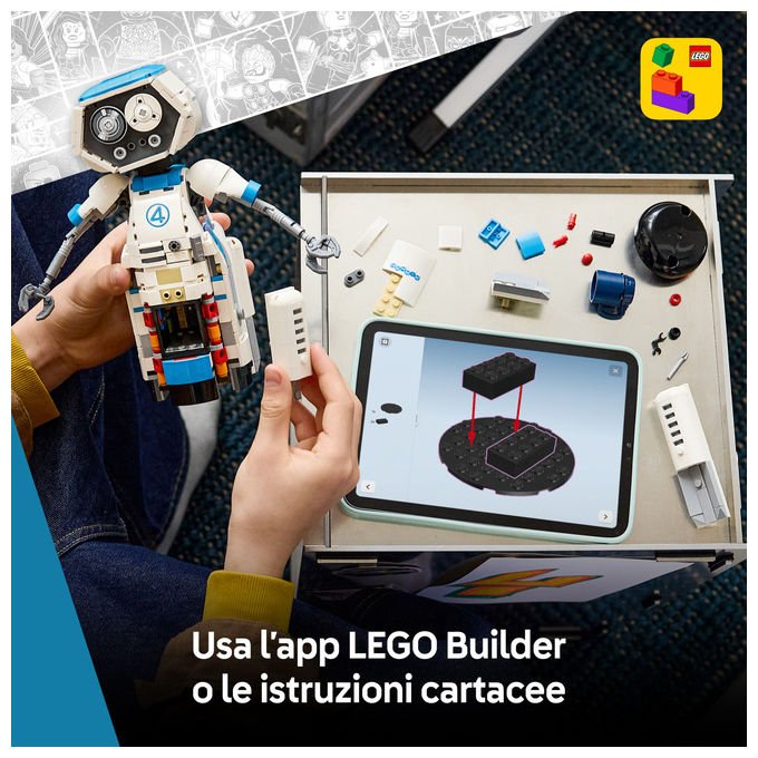 Lego 76339 Super Heroes I Fantastici Quattro H.E.R.B.I.E. 747 pezzi articolato con occhi rotanti e accessori riponibili colore Nero