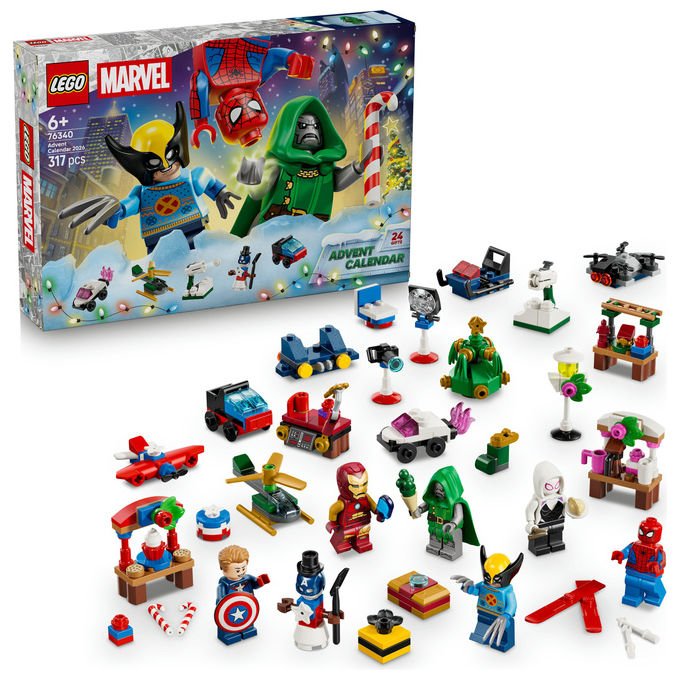 Lego 76340 Calendario dell'Avvento 2026 Set da Costruzione 317 Pezzi con 6 Minifigure Marvel colore Multicolore
