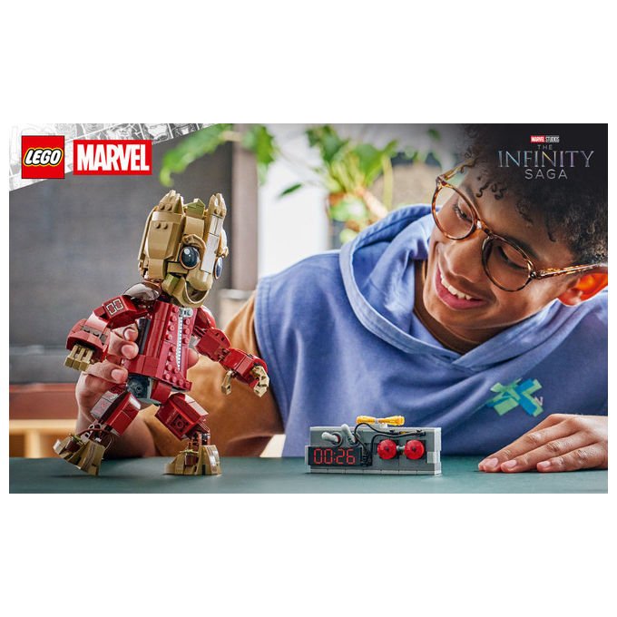 Lego 76341 Marvel Groot in Tuta da Ravager Set da Costruzione Personaggio Snodabile 604 Pezzi colore Multicolore