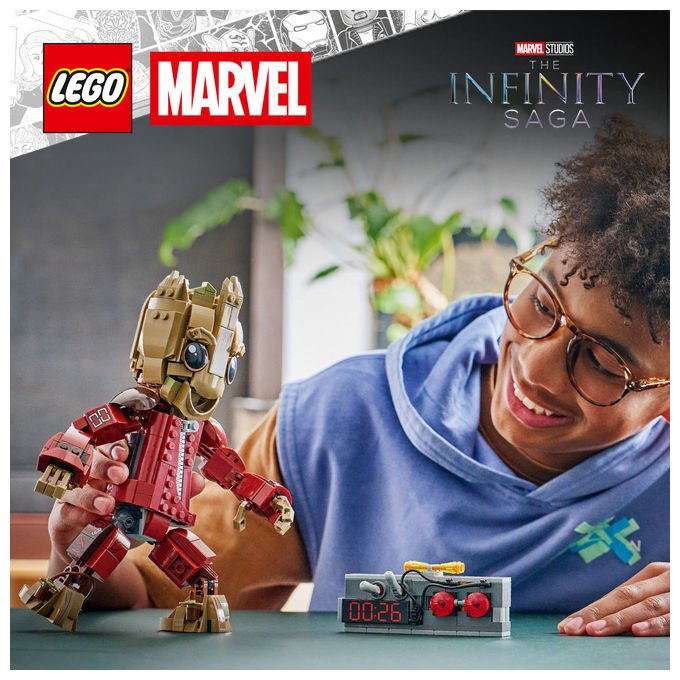 Lego 76341 Marvel Groot in Tuta da Ravager Set da Costruzione Personaggio Snodabile 604 Pezzi colore Multicolore