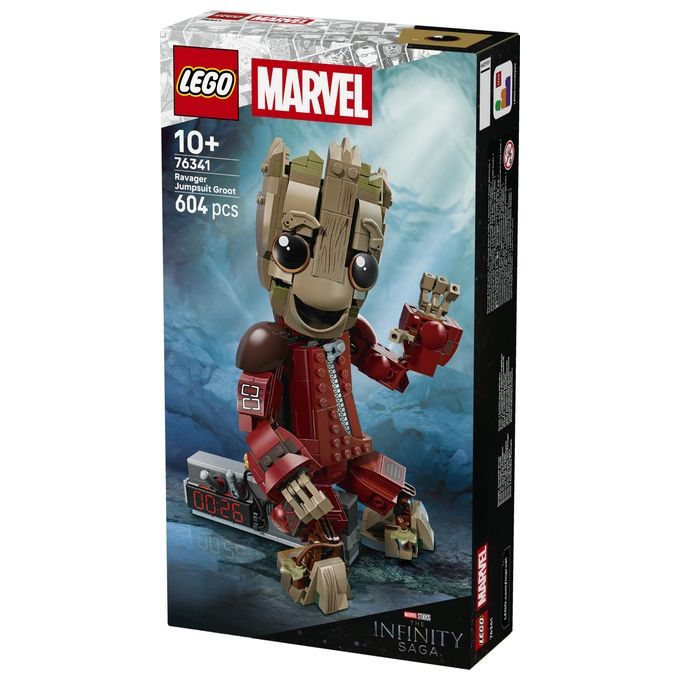 Lego 76341 Marvel Groot in Tuta da Ravager Set da Costruzione Personaggio Snodabile 604 Pezzi colore Multicolore