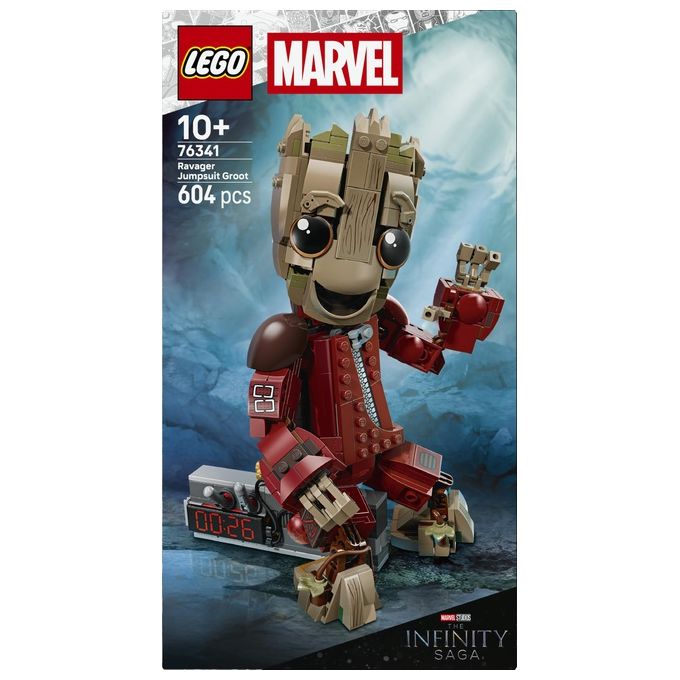 Lego 76341 Marvel Groot in Tuta da Ravager Set da Costruzione Personaggio Snodabile 604 Pezzi colore Multicolore
