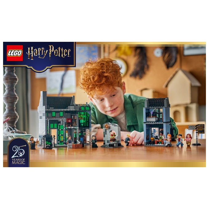 Lego 76471 Harry Potter Set Costruzioni Negozi di Magia di Notturn Alley 788 pezzi 8 Minifigure Patronus Cane di Ron