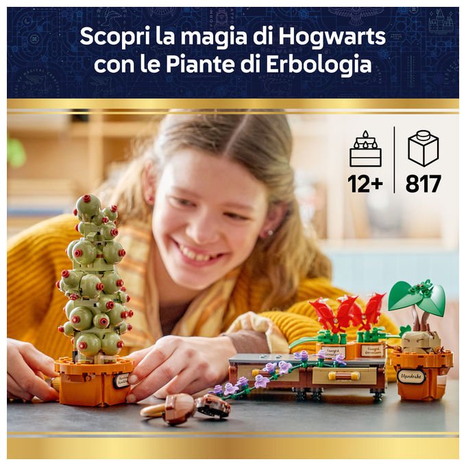 Lego 76474 Harry Potter Piante di Erbologia di Hogwarts Set da Costruzione 817 pezzi colore Multicolore