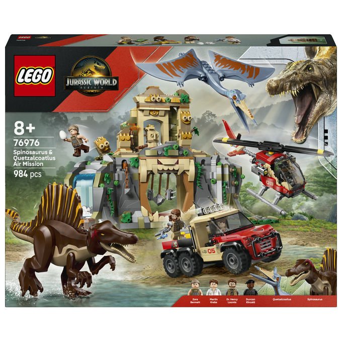 Lego 76976 Jurassic World Set di costruzione con Spinosauro e Quetzalcoatlus 984 pezzi 4 minifigure colore Multicolore