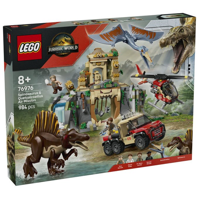 Lego 76976 Jurassic World Set di costruzione con Spinosauro e Quetzalcoatlus 984 pezzi 4 minifigure colore Multicolore