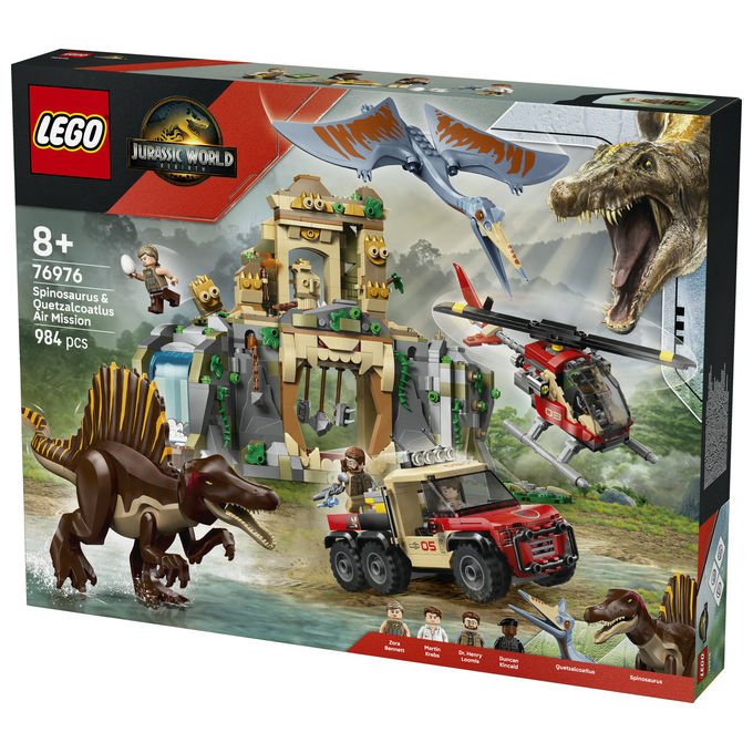 Lego 76976 Jurassic World Set di costruzione con Spinosauro e Quetzalcoatlus 984 pezzi 4 minifigure colore Multicolore