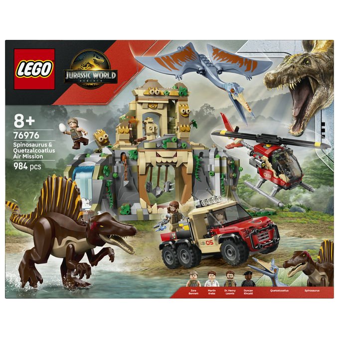 Lego 76976 Jurassic World Set di costruzione con Spinosauro e Quetzalcoatlus 984 pezzi 4 minifigure colore Multicolore