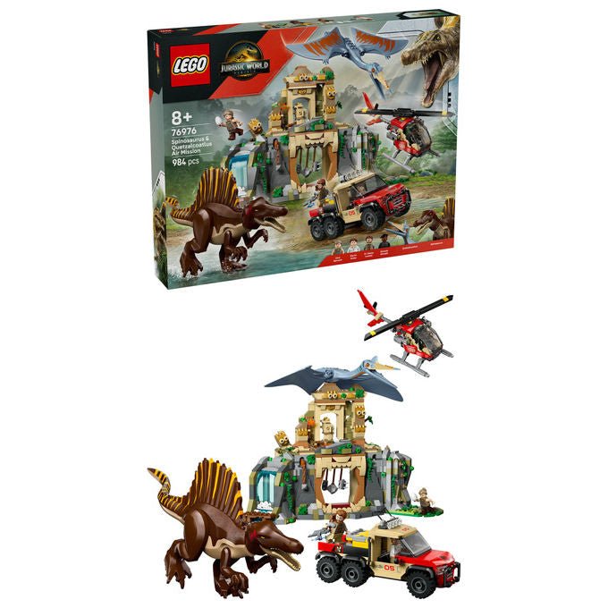 Lego 76976 Jurassic World Set di costruzione con Spinosauro e Quetzalcoatlus 984 pezzi 4 minifigure colore Multicolore