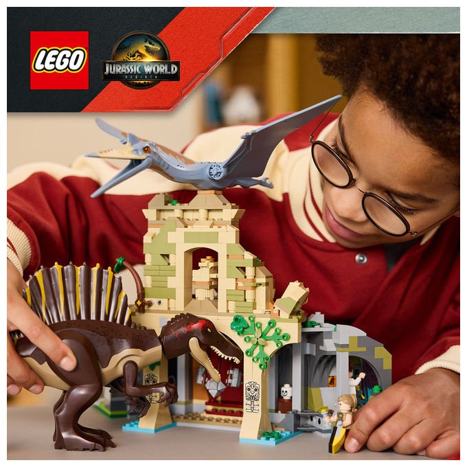 Lego 76976 Jurassic World Set di costruzione con Spinosauro e Quetzalcoatlus 984 pezzi 4 minifigure colore Multicolore